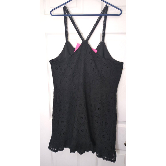 Betsey Johnson Lacy Mini Dress Black Cross Strap XXL - Picture 5 of 7